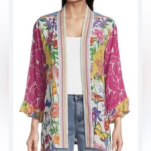 John Mark Spring Fling Floral Open front Kimono Size Large, NWT
